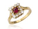 Yellow Gold Diamond Cluster Ring with Garnet 