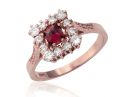 Rose Gold Diamond Cluster Ring with Garnet 