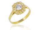 Diamond Floral Halo Ring Yellow Gold