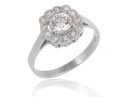 Diamond Floral Halo Ring White Gold