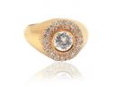 Elegant Diamond Signet Ring Rose Gold