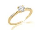 Yellow Gold Pave Diamond Solitaire Ring 