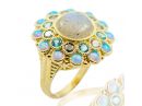 Vintage Style Gemstone Cocktail Ring Yellow Gold