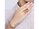 14k Gold Edwardian Ruby Ring with Pave Gemstones