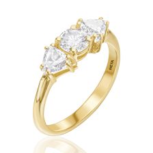 טבעת אירוסין סופי משובצת יהלומי משולש