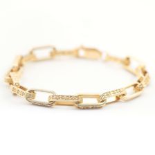 Gold Bar ornamented Link Bracelet 