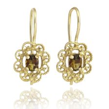 עגילי פרחים משובצים טורמלין 