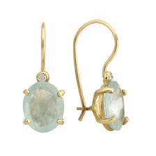 Gold Aquamarine and Diamonds Earrings