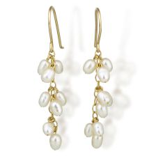 Threads Of Pearls And Gold Drop Earrings in Yellow Gold 