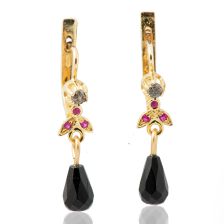 עגילים תלויים משובצים אבני חן