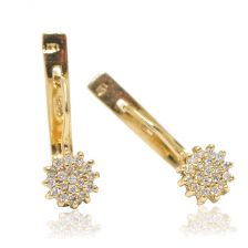 Dainty Cluster Diamond Drop Earrings 14k