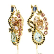 עגילים משובצים יהלומים ואבני חן - הקפלה הסיסטינית 