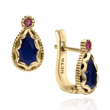 עגילי טיפה ספיר ורובי