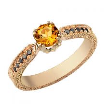 14k Gold Citrine Pave Engagement Ring