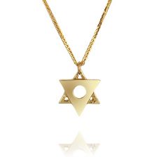 Gold Artistic Star of David Pendant Necklace