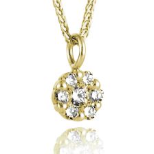 Solid  Yellow Gold Flower Cluster Diamond Pendant Grand 