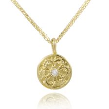 Yellow Gold Vintage Style Diamond Engraved Drop Pendant