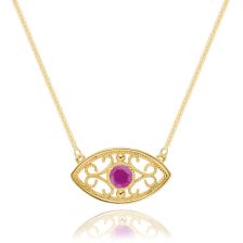 Ruby Gold Evil Eye Necklace 