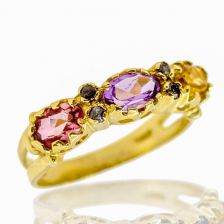 Multi Stone Crown Ring Yelow Gold