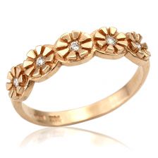 טבעת פרחים משובצת יהלומים