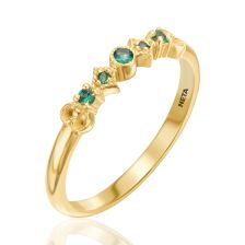 Decorated Delicate Emerald Ring