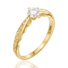 Decorative Solitaire Vintage Engagement Ring, Petite 
