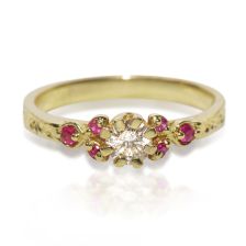 Art Nouveau Diamond Ruby Engagement Ring