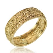 טבעת נישואין רחבה ופרחונית בסגנון וינטג' 