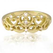Yellow Gold Crown Ring with Diamonds