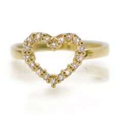 Diamonds And Heart Ring in Yellow Gold