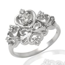 Yellow Gold Crown Ring with Diamonds