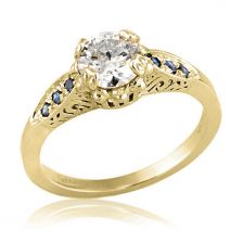 טבעת אירוסין משובצת יהלום top brown וספיר