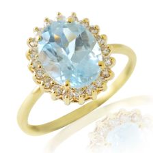 טבעת "דיאנה" בלו טופז ויהלומים