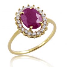 Victorian Style Floating Halo Ruby and Diamond Ring 