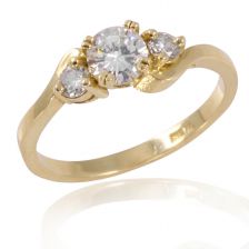 Three Stone Yellow Gold Diamond Ring