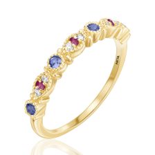  Edwardian Gemstone Half Eternity Ring 14k