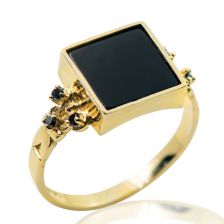 14k Gold Vintage Onyx Cocktail Ring