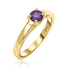 "מחלה" בעת זהב סוליטר משובצת אמטיסט