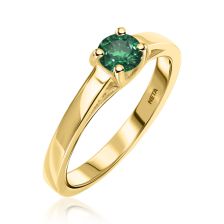 "תרצה" טבעת זהב סוליטר משובצת זירקון אמרלד