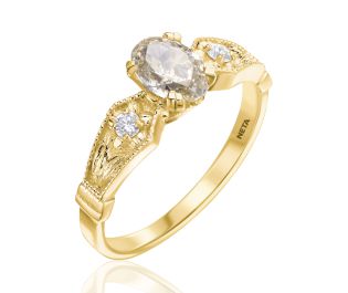 טבעת אירוסין וינטאג' עם יהלום אובל