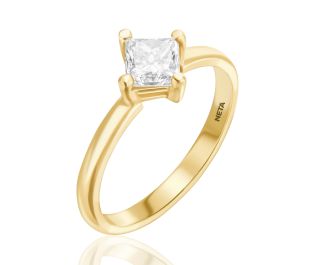 Square Cut Diamond Solitaire Ring