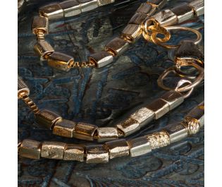Handcrafted Solid Gold Romantic Charm Necklace. 