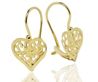  Art Nouveau Heart Flower Earrings