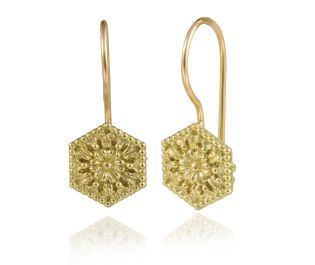 Hexagon Gold Earrings