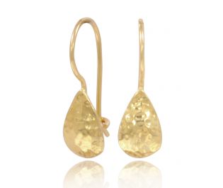 Hammered Gold Teardrop Earrings 