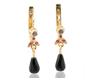 עגילים תלויים משובצים אבני חן