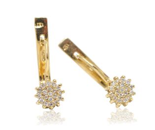 Dainty Cluster Diamond Drop Earrings 14k