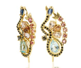 עגילים משובצים יהלומים ואבני חן - הקפלה הסיסטינית 