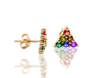 Triangle Colorful  C.Z  Stud Earrings