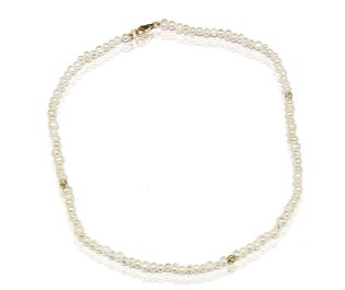 Delicate Pearl and Gold Necklace